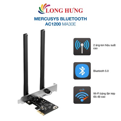 Card mạng PCIe Wifi Mercusys Bluetooth AC1200 MA30E - Hàng chính hãng