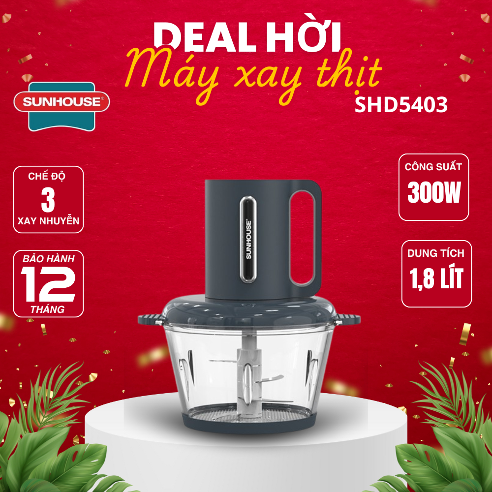Máy xay thịt đa năng SUNHOUSE SHD5403 - Công suất 300W - Dung tích 1.8L - Đa chức năng - Bảo hành 12 tháng chính hãng