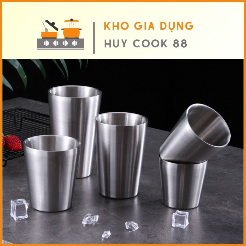 Cốc Ly Inox 2 Lớp Cách Nhiệt Cao Cấp Đủ Cỡ 175ml-450ml Huycook88 An Toàn - Sạch Sẽ - Sang Trọng