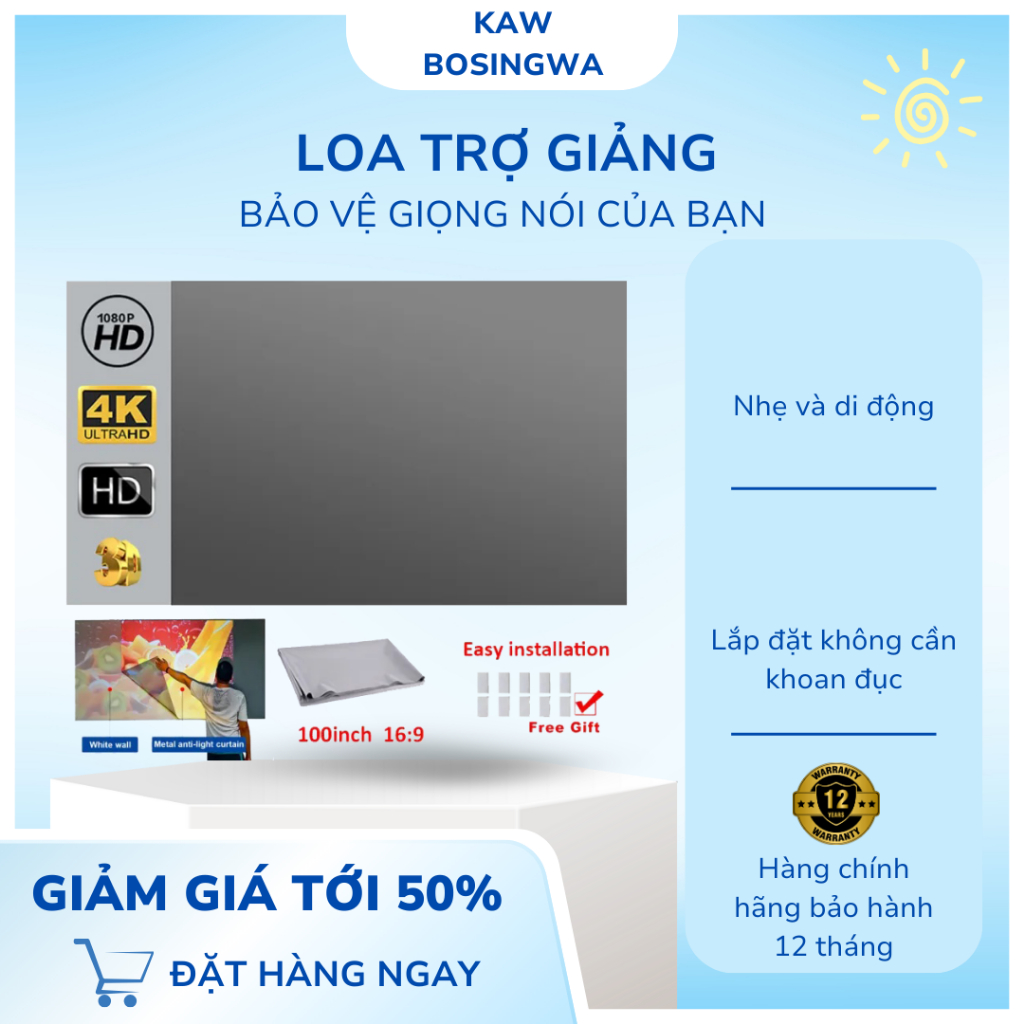 Màn Chiếu Phản Quang Tăng Độ Sáng 100inch 120inch