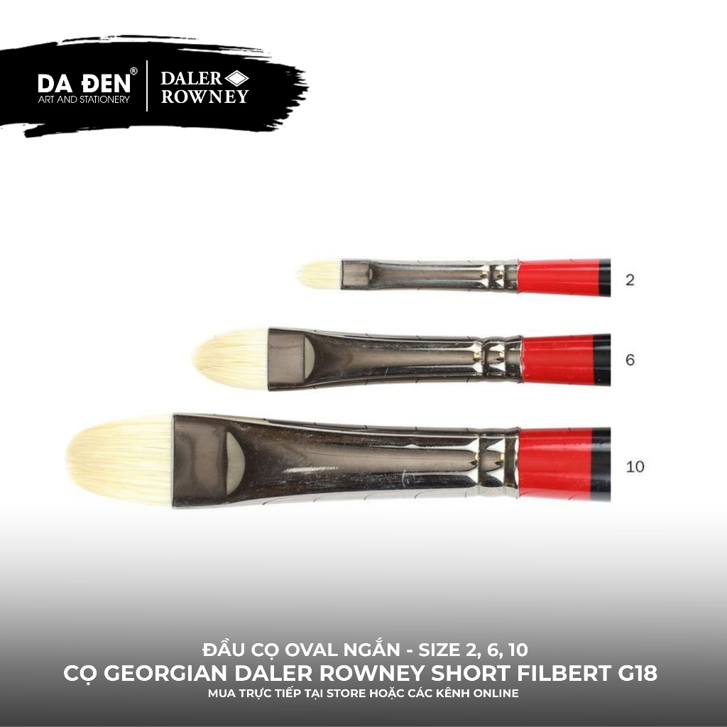 [DA ĐEN - QUẬN 3] Cọ Sơn Dầu Oval Ngắn, Daler Rowney Georgian Short Filbert G18