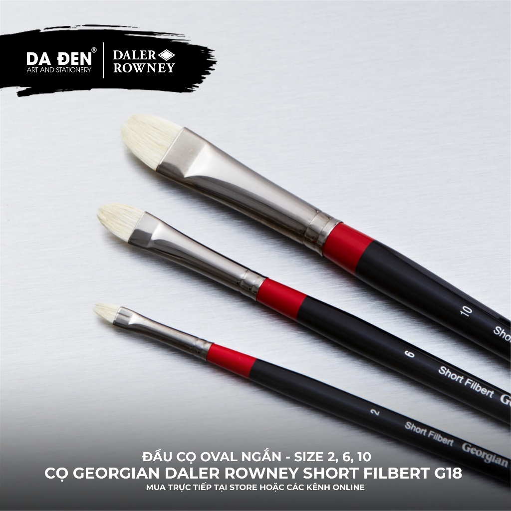 [DA ĐEN] Cọ Sơn Dầu Oval Ngắn - Daler Rowney Georgian Oil Short Filbert G18 Cao Cấp