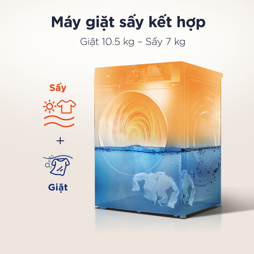 【Giặt+Sấy】10.5kg + Động cơ DD Inverter cao cấp, TCL CareAura, Lắp đặt 0Đ HN HCM, TWD105-P122DG | BigBuy360 - bigbuy360.vn