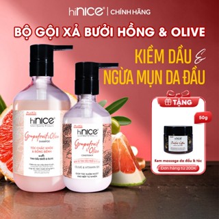 Bộ Gội Xả Tinh Dầu Bưởi Hồng Olive hiNICE Grapefruit & Olive Shampoo Hỗ Trợ Giảm Mụn Da Đầu