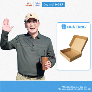 Áo Thun Nam Trung Niên Dài Tay Cao Cấp Chuẩn Hàng Nhập, Áo Thu Đông Có Cổ Tặng Bố Chất Đẹp Không Xù Vải