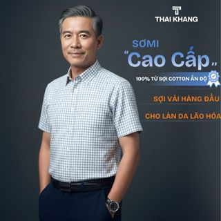  Áo sơ mi nam cao cấp ngắn tay Thái Khang vải cotton 100% sơ mi kẻ caro form classic thoải mái ít nhăn mặc nhẹ ATK51 