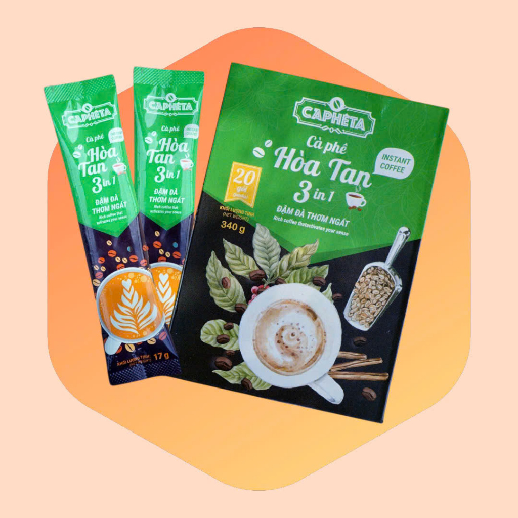 CAPHETA - Cà phê hòa tan 3in1 (Xanh) 340g