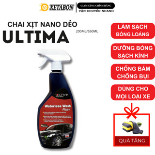 Chai xịt nano dẻo Ultima dung tích 650ml công nghệ [Mỹ] vệ sinh phủ bóng, chống bám nước cho ô tô, xe máy tặng thêm khăn