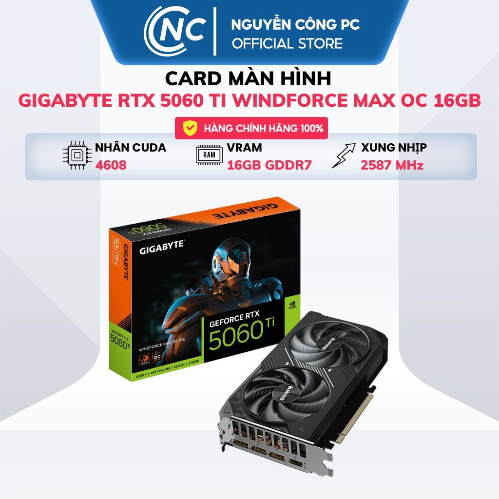 Card Màn Hình Gigabyte GeForce RTX 5060 Ti WINDFORCE MAX OC 16GB - BH 36 tháng