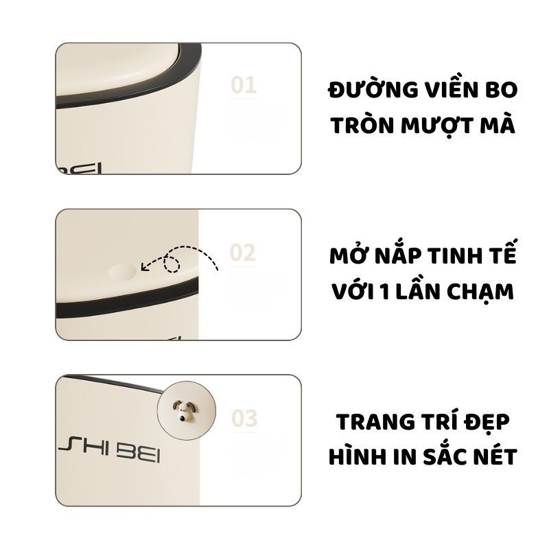 Thùng Rác Có Nắp Kèm Sticker ENODA HOME, Thùng Đựng Rác Decor Trang Trí Văn Phòng Nhựa PP Cứng Cáp TR035 | BigBuy360 - bigbuy360.vn