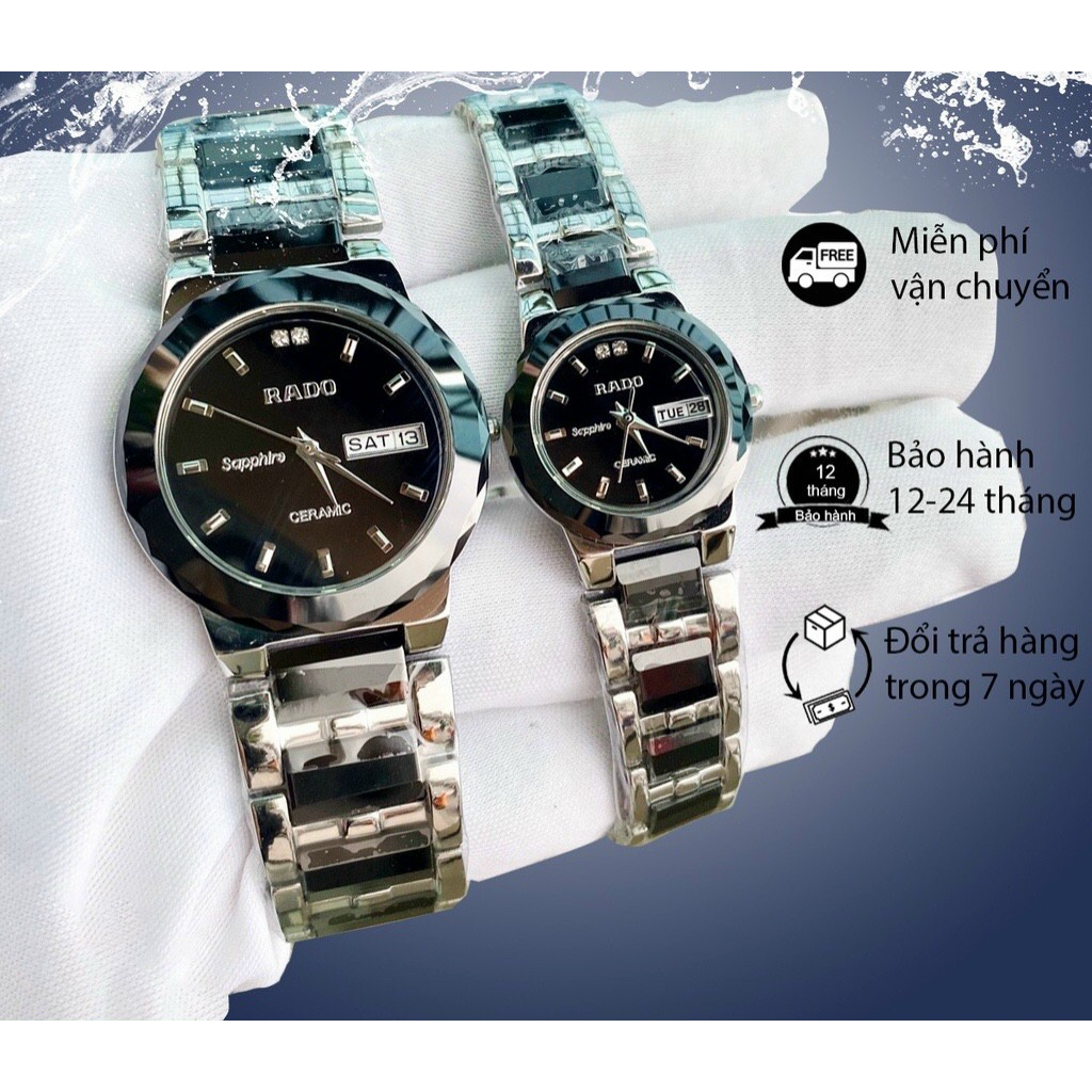 Đồng Hồ Cặp Đôi RD Classic Dây Đá Ceramics thờisang trọng,tinh tế,Chạy 2 Lịch,Máy Japan,chống nước tốt,Bảo hành 12 tháng