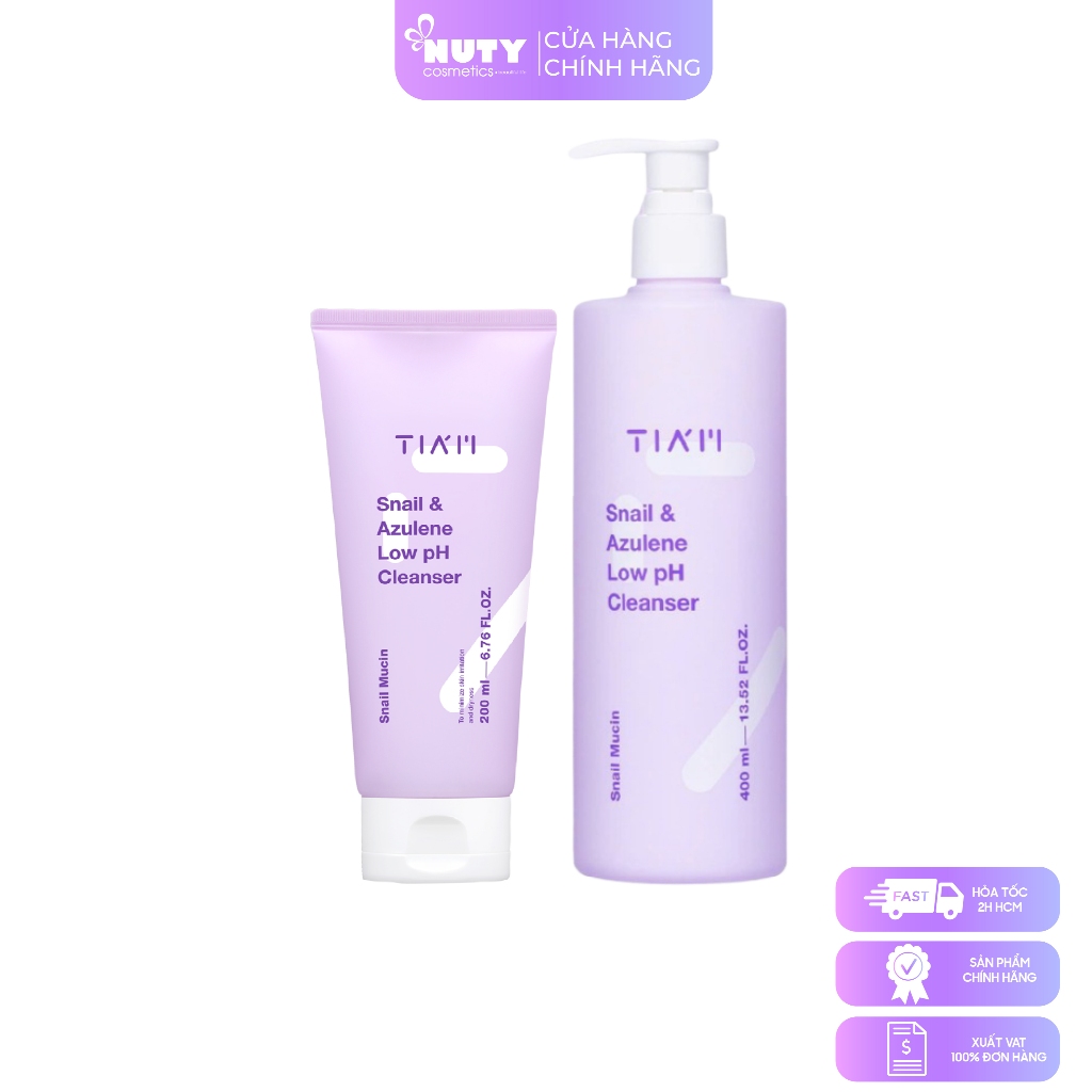  Sữa Rửa Mặt Dạng Gel Chiết Xuất Từ Ốc Sên Và Hoa Cúc Tiam Snail & Azulene Low pH  200ml  