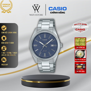 Đồng Hồ Nam Casio MTP-1302DA-2A1VDF Màu Xanh Vân Cát Dạ Quang Mặt Kính Khoáng 38.5mm Kháng Nước Dây Kim Loại Chính Hãng