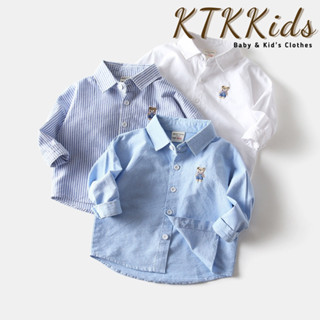  Áo sơmi dài tay WAPYPY Áo sơ mi dài tay thêu gấu yếm cho bé trai   SY4528 - CS2546   