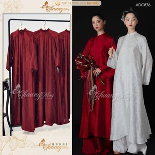 Áo dài cách tân nữ Trúc Loan  dáng suông cổ phục Việt ADC876 may sẵn gấm cô dâu dự tiệc cưới lễ tết