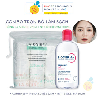   COMBO  Nước Tẩy Trang BIODERMA Cho DA NHẠY CẢM 500ml + Bông Tẩy Trang LA SOIREE 225 Miếng 