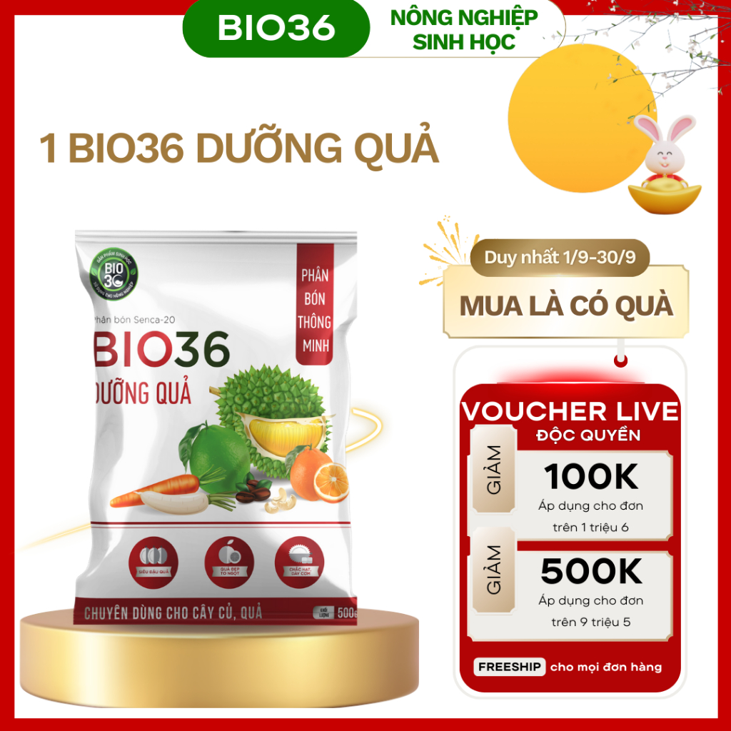 [Shopee Mall Bio36] BIO 36 Siêu Dưỡng Quả Hỗ Trợ Làm Ngọt, Chống Sượng, Dày Cơm, Chống Rụng Nứt Quả 