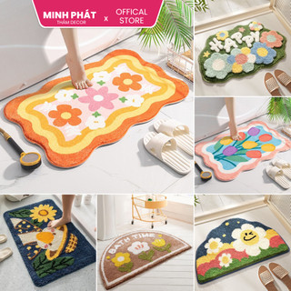  Thảm chùi chân lông cừu 40x60cm mềm mịn thấm hút nước decor phòng khách phòng ngủ - Minh Phát P07 