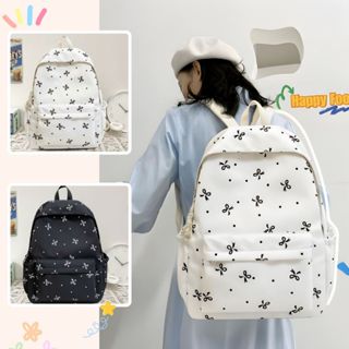 Balo thời trang nơ nhí vải polyester chống thấm nước phong cách Hàn Quốc cho nữ, cặp trơn đi học basic Unisex