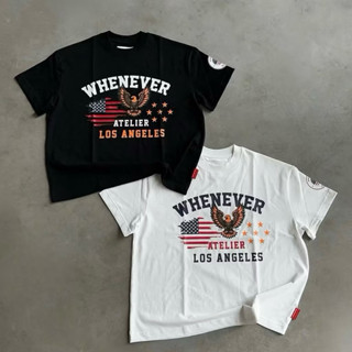  Áo Thun WHENEVER” LA T-SHIRT Hai Màu Đen   Trắng  tặng túi vải Whenever   