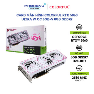  Card màn hình Colorful RTX 5060 Ultra W OC 8GB-V 8GB GDDR7 - Bảo hành 36 tháng 