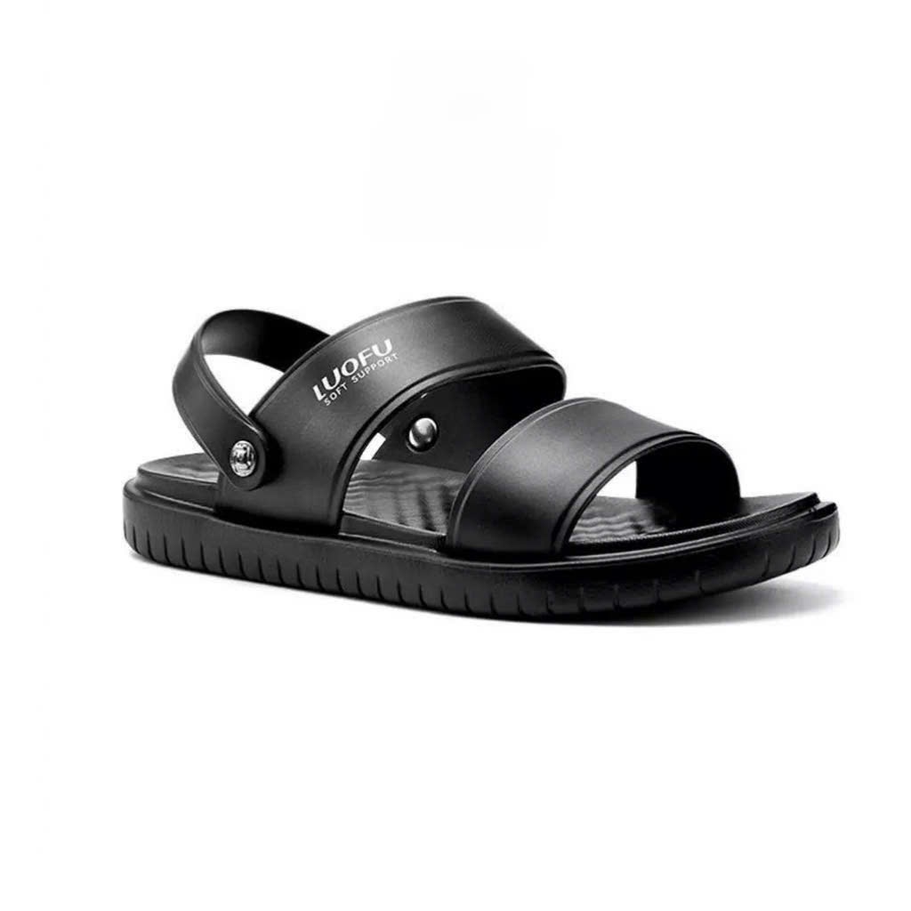 Dép nam 2 quai hậu LOUFU (chính hãng) sandal siêu nhẹ rửa nước êm chân màu nâu - đen, hàng hộp mẫu m