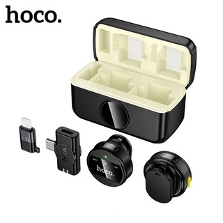 Mic thu âm cài áo Hoco L22 dòng 2 mic có chân cắm Type C + LN, đốc sạc đựng tích hợp pin