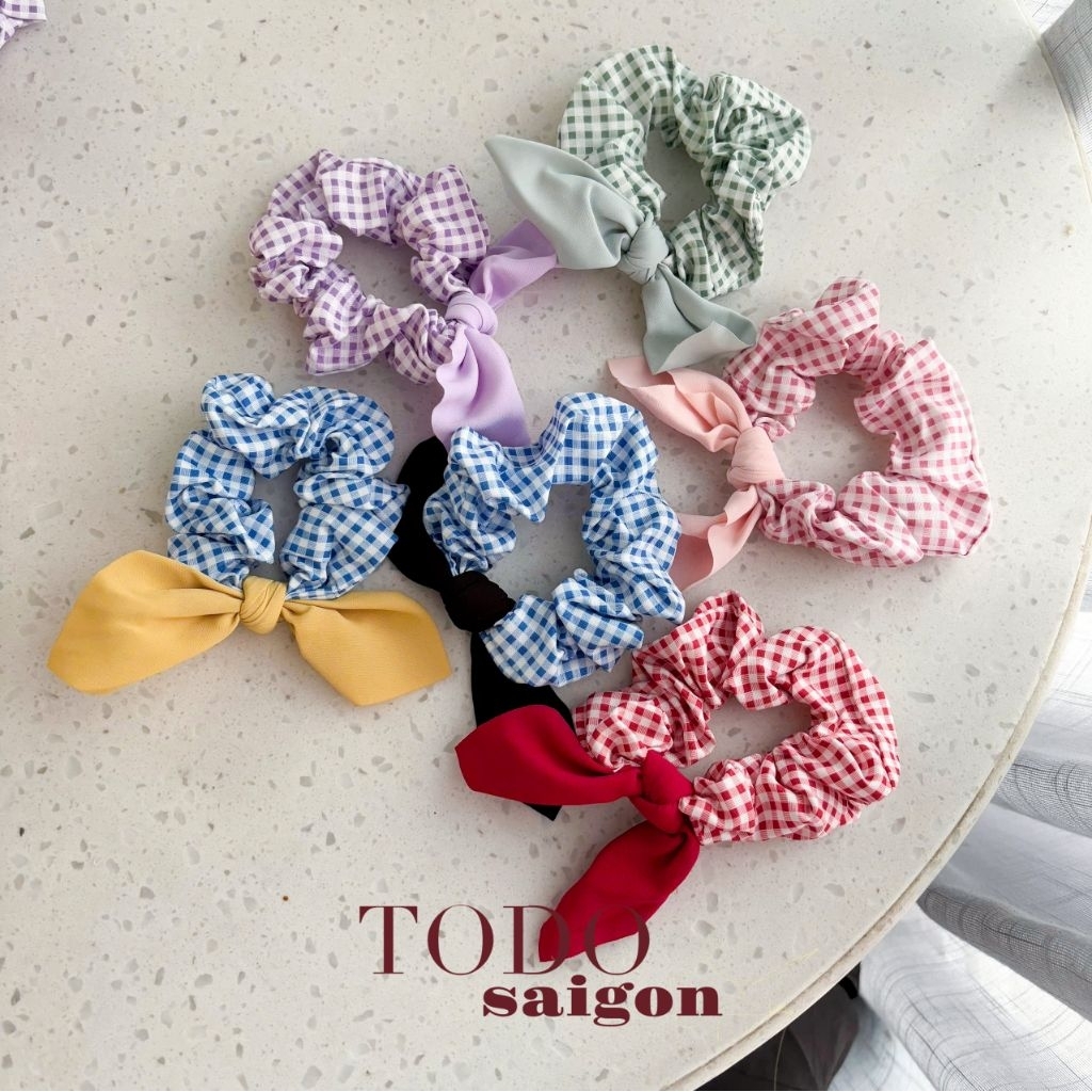 🎀TODO🎀 CỘT TÓC NỮ GẮN NƠ NHIỀU MÀU CARO