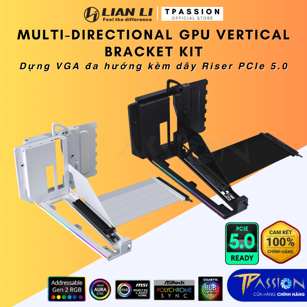 Dựng VGA đa hướng Lian Li Multi-Directional Vertical GPU Bracket kèm PCIe 5.0 Riser Black / White - 