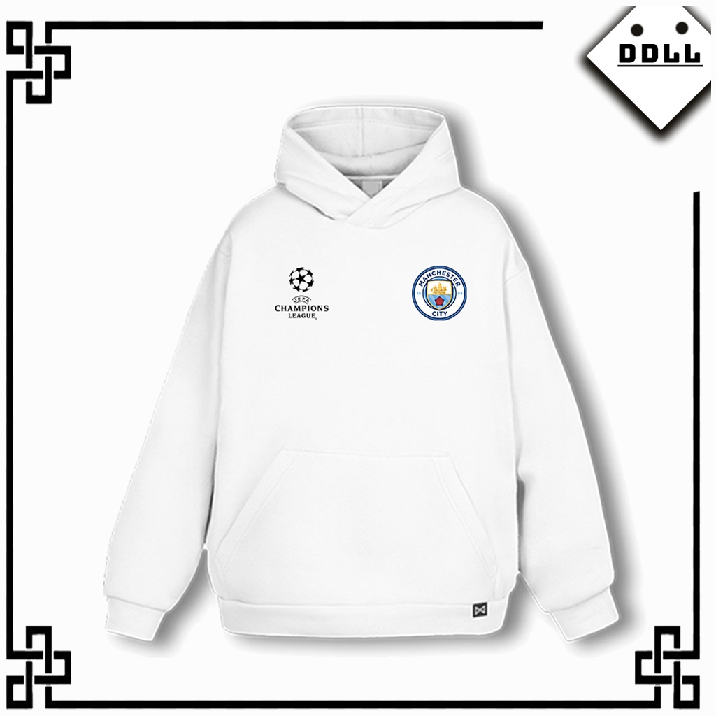 Áo hoodie/sweater Manchester City form rộng in logo vải nỉ bông - Áo khoác nỉ có mũ logo champion le
