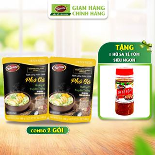 Bộ 2 Gói gia vị nấu Nước dùng Phở Gà Barona 145g/gói, [Tặng 1 hũ Sate Tôm Siêu Ngon 100g/hũ]