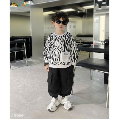 Set bộ nỉ bông Beemo hoạ tiết in tràn vải nỉ bông ấm áp cho bé trai từ 9-24kg 4390BDB