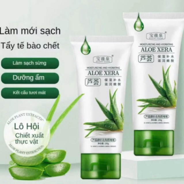 (Combo 2 Tuýp)Gel Tẩy Tế Bào Chết ALOE XERA Nha Đam Tuýp 100g ( an toàn không gây kích ứng da )
