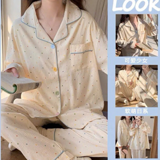 Đồ ngủ nữ dài tay thu đông, bộ pyjama mặc nhà bigsize, bộ bầu cute chất đũi hàn cao cấp 125 G-5