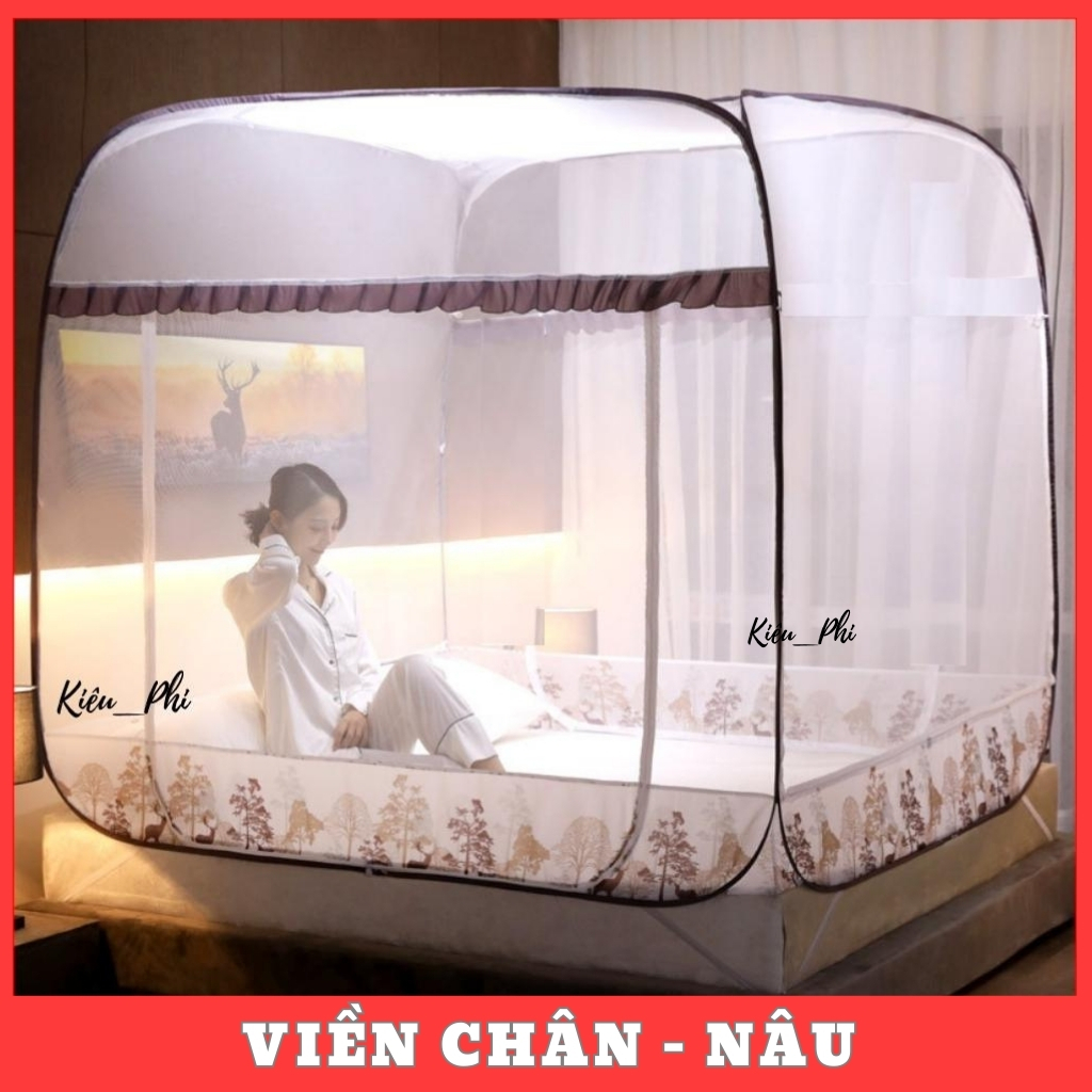 Mùng chụp tự bung khung gấp gọn thông minh cao cấp - Màn chụp tự bung người lớn 1m2, 1m6, 1m8 2m2 đỉnh vuông