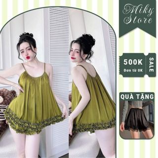 Đồ Ngủ 2 Dây Bigsize MIKY, Đồ Ngủ Sexy Lụa Latin cao cấp mềm mại xinh xắn < 70KG