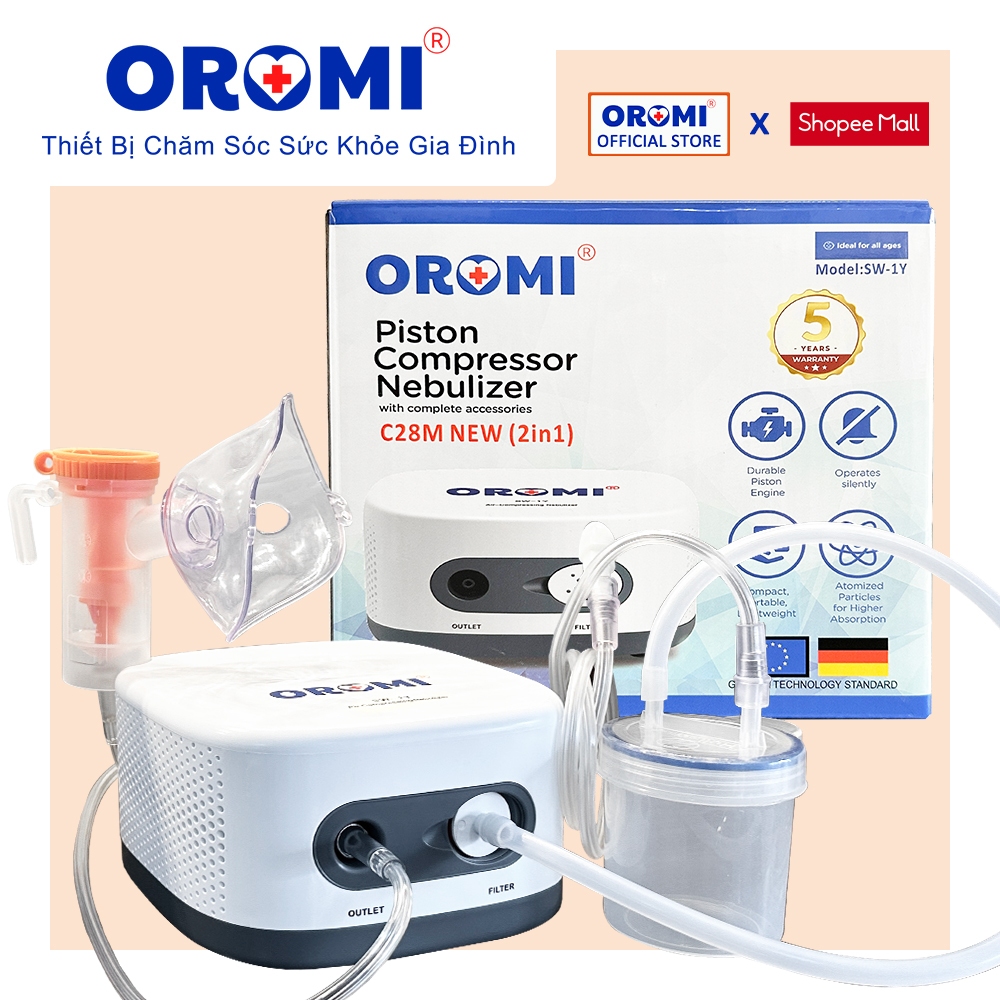 Máy Xông Khí Dung Và Hút Mũi OROMI C28M 2IN1 (NEW) (MODEL:SW-1Y) - Động Cơ Piston Cải Tiến