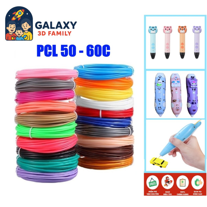 [CUỘN MỰC PCL cho BÚT VẼ 3D NHIỆT ĐỘ THẤP] Chất liệu sinh học, an toàn cho bé, màu sắc đa dạng