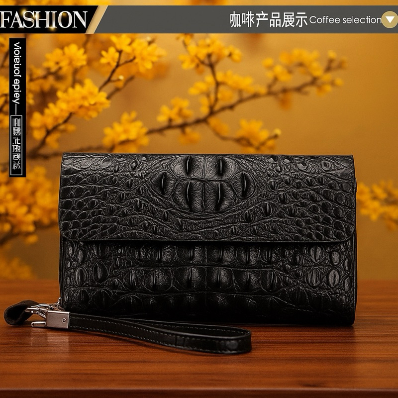 Ví nam cầm tay da bò dập Vân _ Bóp da nam nhiều ngăn đựng thẻ tiền điện thoại