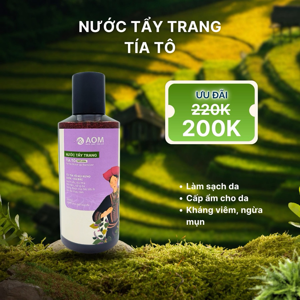 {TẶNG 2 MẪU MINI} Nước Tẩy Trang Tía Tô Lấy Đi Dầu thừa/Lớp Trang Điểm/ Kem Dưỡng Và Bụi Bẩn, làm sạch da