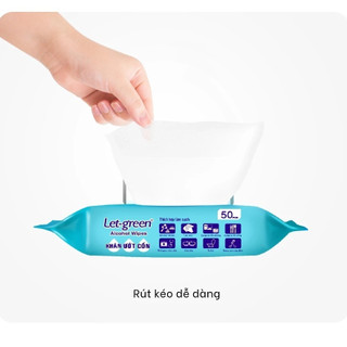 Khăn Ướt Cồn Sát Khuẩn, Khủ Mùi Cao Cấp Let-Green Loại 50 Miếng/Bao