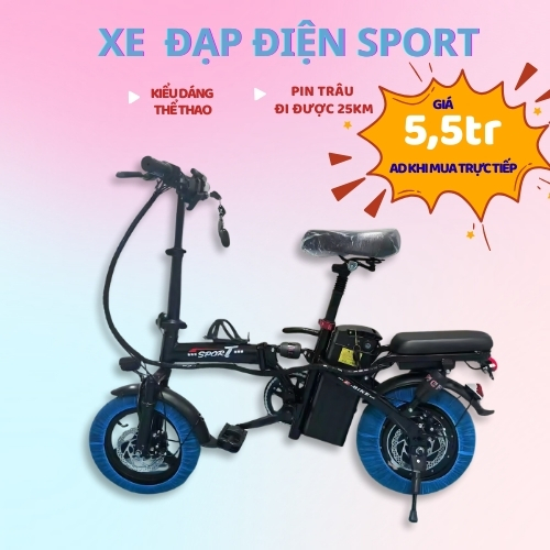 Xe đạp điện, Xe đạp thể thao gấp gọn trợ lực điện vành đúc,khung thép cacbon cao cấp, động cơ 48v/40