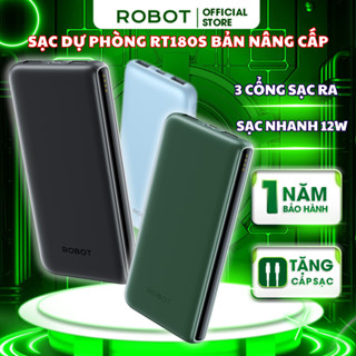 Sạc Dự Phòng ROBOT chính hãng RT180s 10000mAh – Hỗ Trợ Sạc Nhanh, 3 Cổng Output USB/Type-C & 2 Cổng Input Micro/Type-C