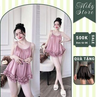 Đồ Ngủ 2 Dây Bigsize MIKY, Đồ Ngủ Sexy Lụa Latin cao cấp mềm mại xinh xắn < 70KG