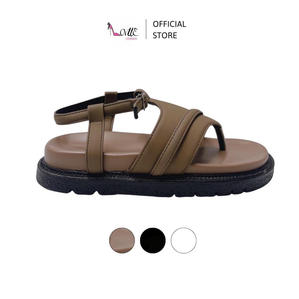 LOVIIECORNER - SANDAL NỮ MŨI TRÒN XỎ NGÓN GẮN TAG MẢNH KẸP NỮ XINH HỞ HẬU KHÓA CÀI ĐẾ BẰNG 3 PHÂN - 