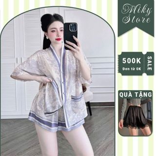 Đồ Ngủ Pijama Bigsize Cổ Y MIKY, Đồ Ngủ Bigsize lụa Latin cao cấp mềm mại xinh xắn < 70KG
