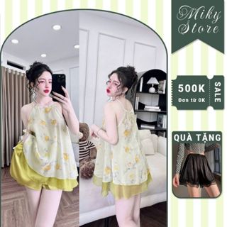 Đồ Ngủ Nữ Bigsize Miky, Đồ Ngủ Sexy Lụa Chiffon Phối Latin Cao Cấp Mềm Mại Xinh Xắn yếm 2 lớp 1 <70KG