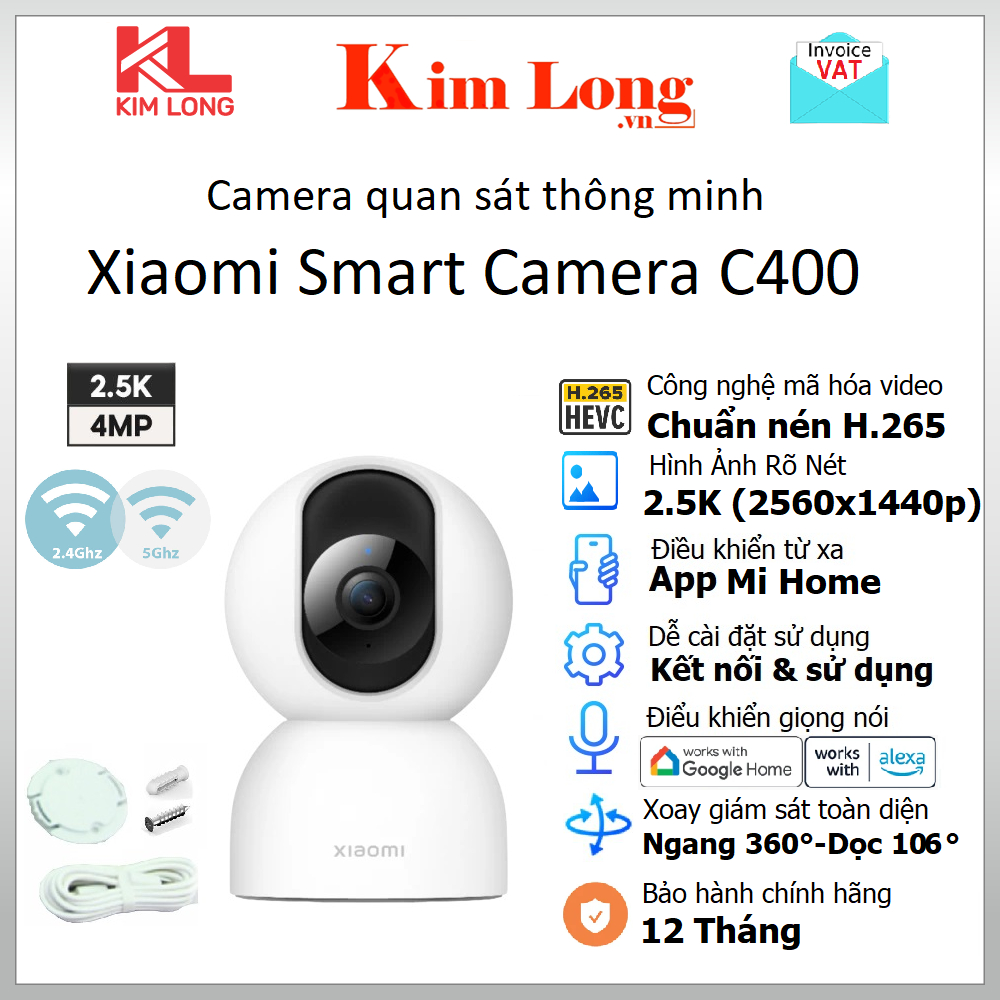 Camera quan sát Xiaomi Smart C400 2,5K(2560×1440p) Bản quốc tế - Hàng chính hãng