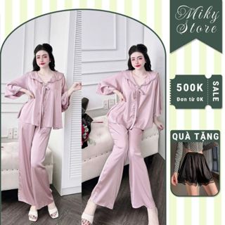 Đồ Ngủ Nữ Bigsize, Đồ Ngủ Pijama lụa Latin cao cấp mềm mại xinh xắn  dễ thương < 70KG