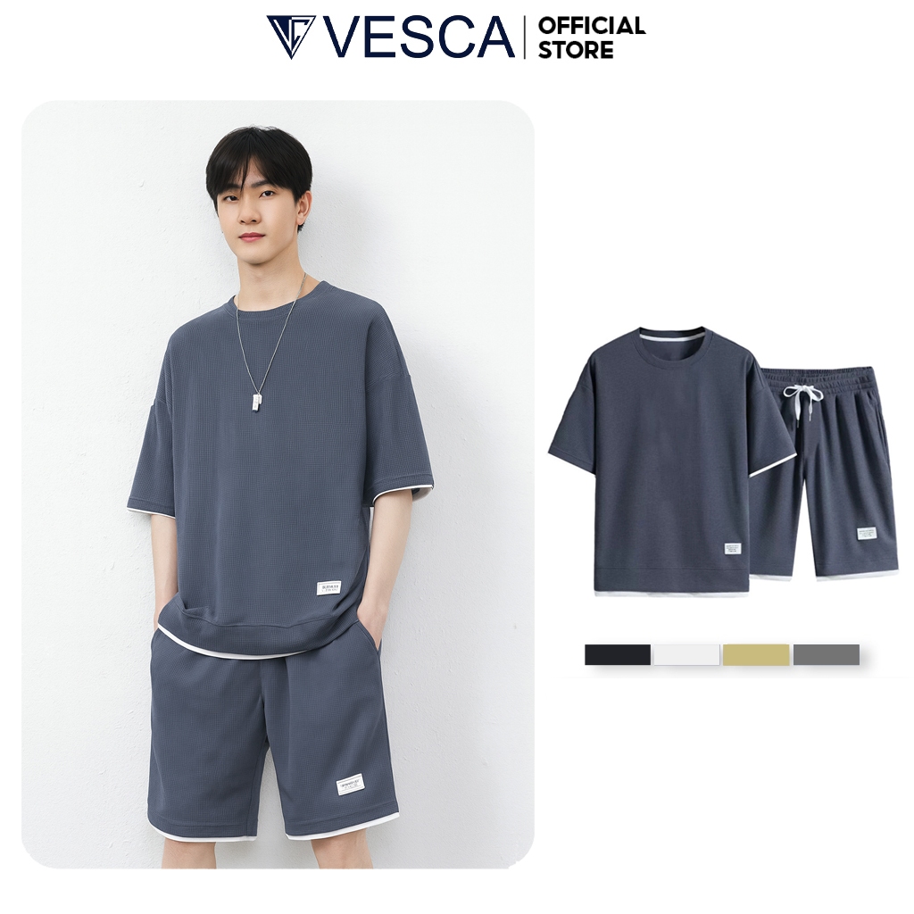 Bộ Quần Áo Nam Tổ Ong Phối Layer Nam Cao Cấp Thời Trang VESCA J7